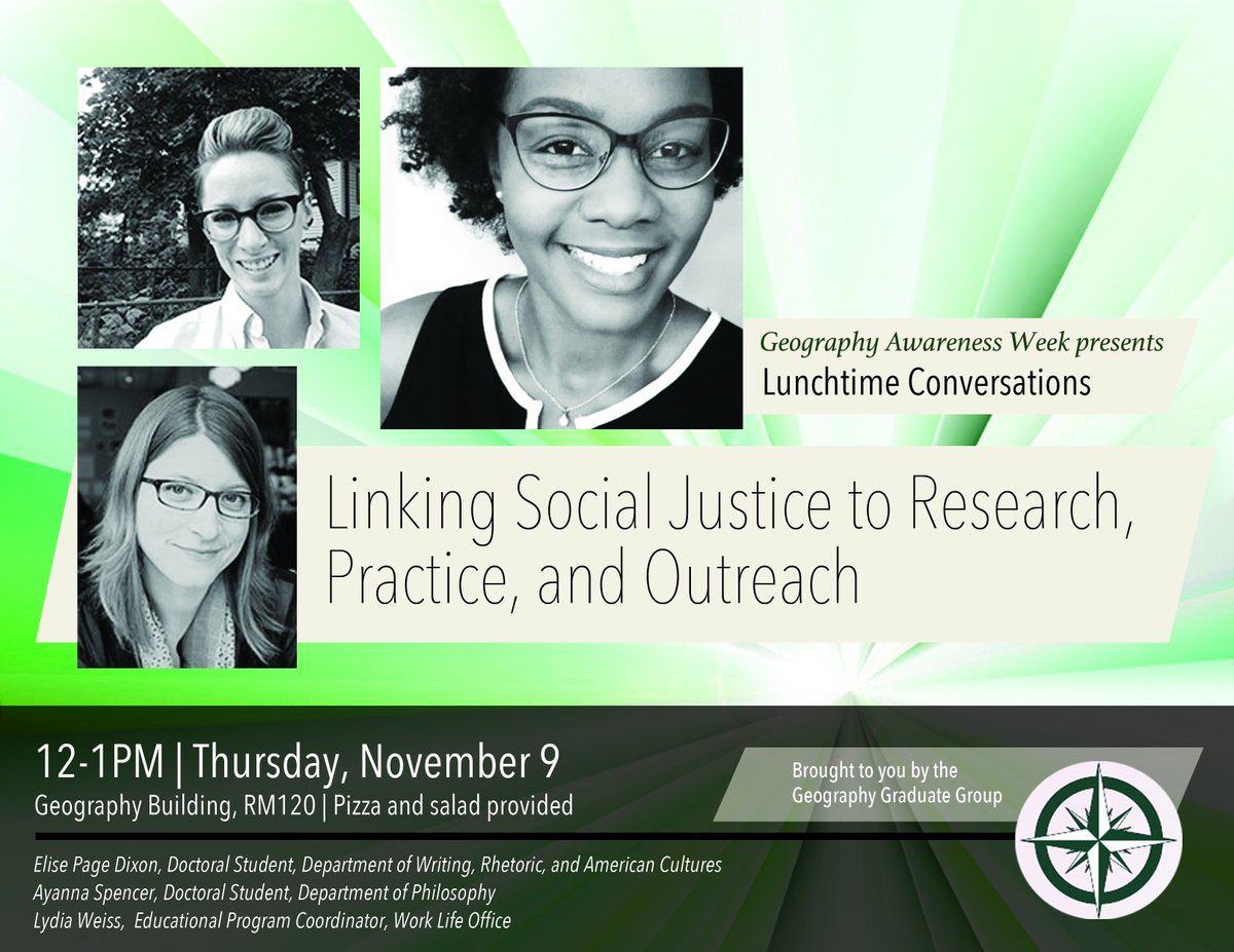 MSUTripleG's tweet photo. Save the Date: Thurs. Nov. 9, 12-1pm. Lunch Time Conversations: Linking Social Justice to Research, Practice, and Outreach. #MSUTripleG https://t.co/aJQl6G1vNf
