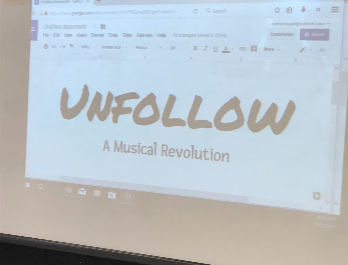 troupe7510's tweet photo. it’s official! Unfollow: A Musical Revolution is coming for you, one acts! https://t.co/m2jn4v6KTi