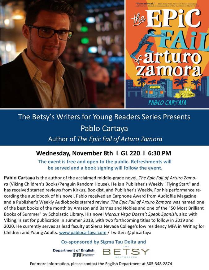 BWritersRoom's tweet photo. The Betsy’s Writers for Young Readers Series Presents Pablo Cartaya https://t.co/svrRuf8yKz https://t.co/9aMfUjGyRT