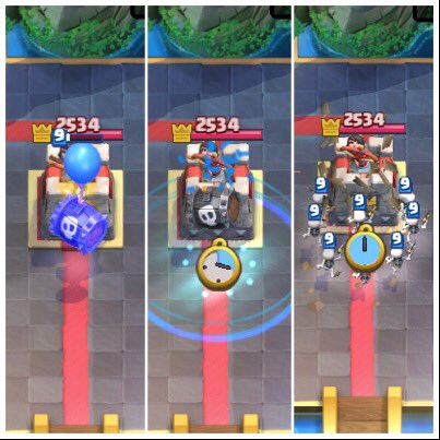 Puedes clonar el barril o los esqueletos, pero si justo pierde el ultimo globo el clon no tiene ningun efecto!