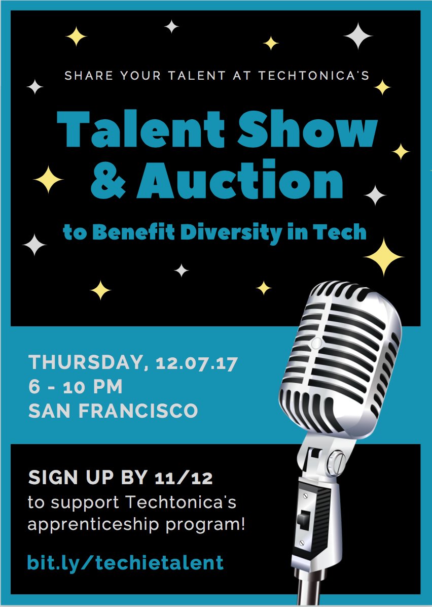 Are you in #SF and in a band or have some other talent you'd like to show off to support diversity in tech through Techtonica's projects?