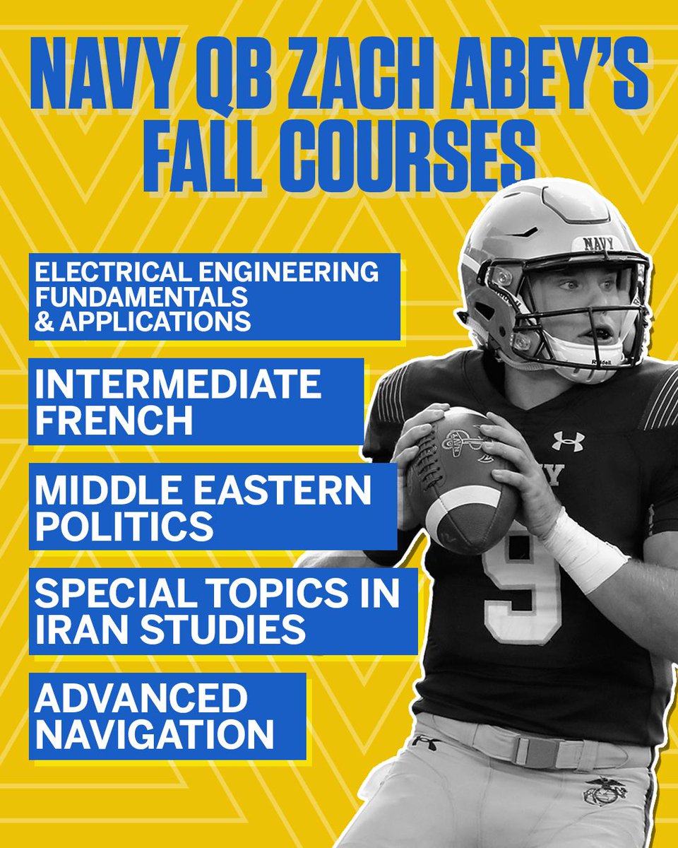 ESPNCFB's tweet image. Navy QB Zach Abey's fall course schedule ... 😅
