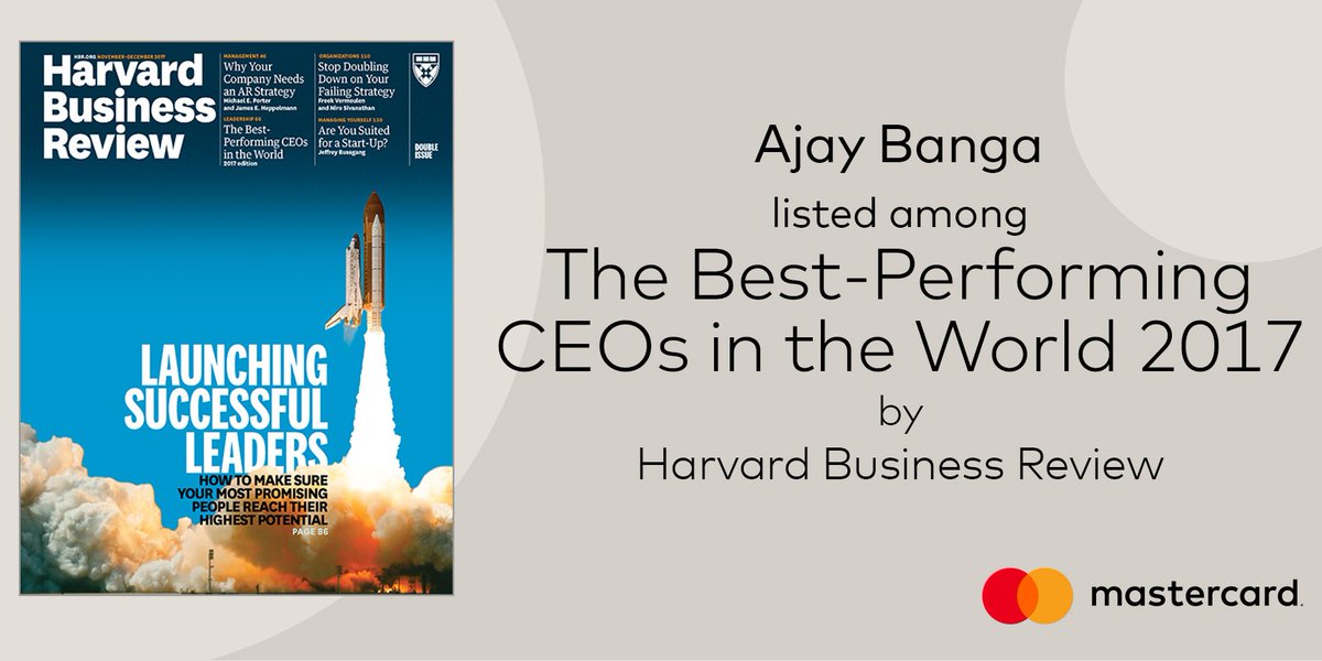 MastercardNews's tweet photo. Mastercard CEO Ajay Banga listed among the best-performing CEOs in the world by @HarvardBiz https://t.co/KXUJeK6cM7 https://t.co/ez4uu3Hboa