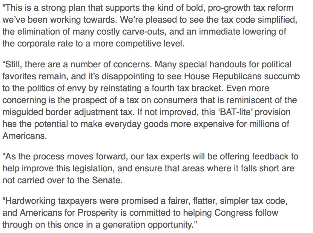 AFPhq's tweet photo. The @HouseGOP #taxreform plan is strong… but we have some concerns. Our statement from @TimPhillipsAFP: https://t.co/rXzcvSfCi7