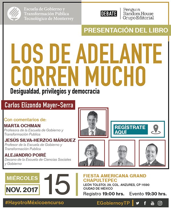 EGobiernoyTP's tweet photo. Asiste el 15 de nov. a la presentación del libro "Los de adelante corren mucho" de @carloselizondom. Regístrate https://t.co/0358Ij77Ad https://t.co/ot1xtGKwRg