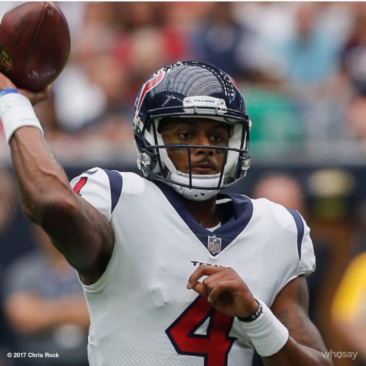 chrisrock's tweet photo. Deshaun Watson’s out for the year torn ACL. To bad there aren’t any Mobil quarterbacks available to take his place. https://t.co/8mL0O7nJQ3
