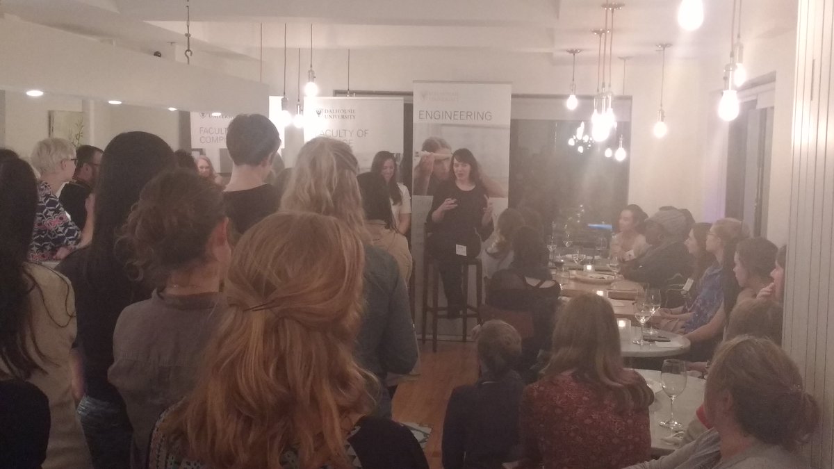 Dal_Alumni's tweet photo. The @DalScience Women in STEM panel has started! Great group of Halifax #DalAlumni for an evening of networking and learning. #DalTalks https://t.co/HruQQUa7Yw