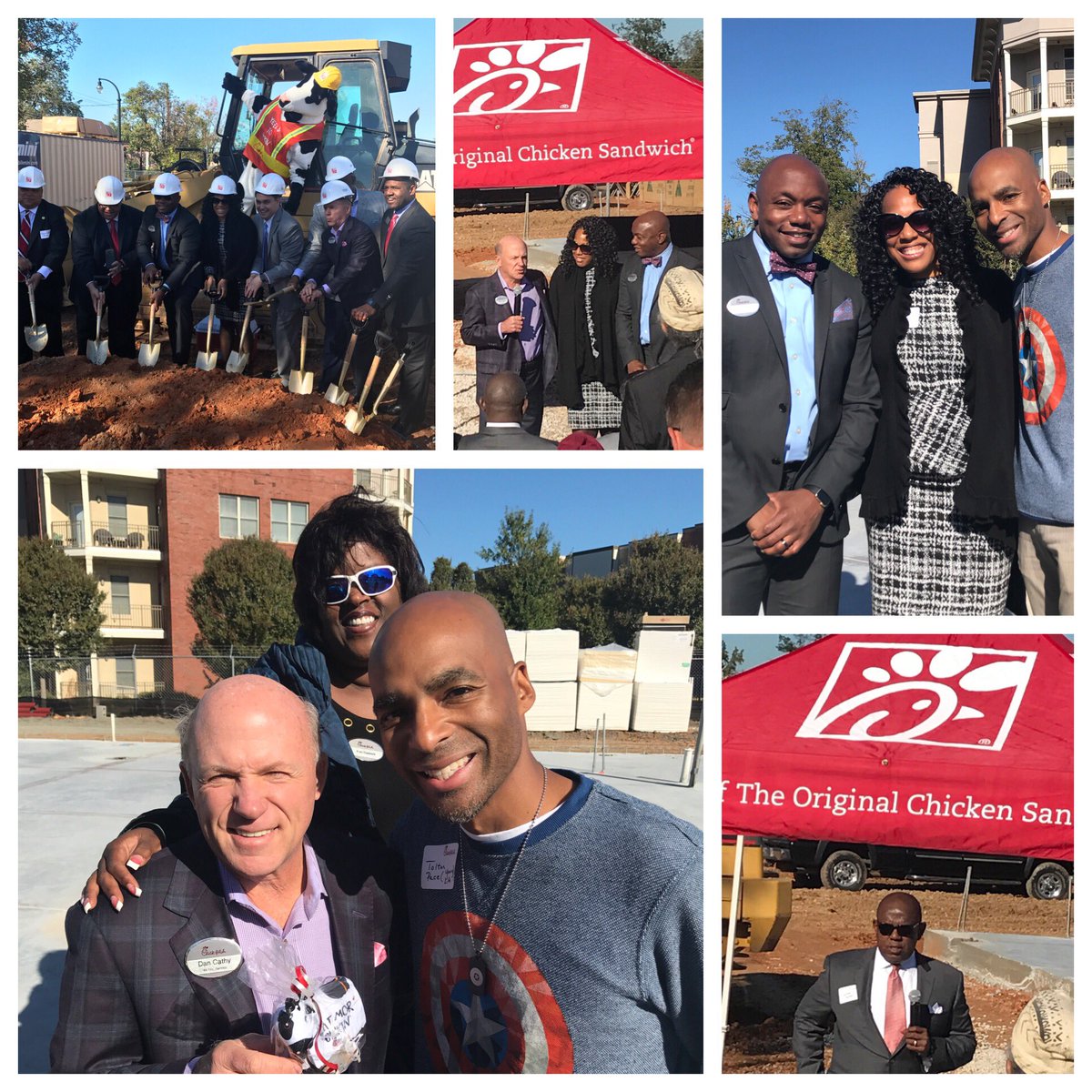 BTWYoungLifeATL's tweet photo. SiteDedication-VineCity @chickfila-Atlanta's Historic Westside (Opns Jan '18)! 👏🏽Owner/Operator Quincy n wife Rachel! Thx Dan Cathy 4 offrng the space 4 r WashingtonHS #YoungLife students 2 🙏🏽, 📝, n more! SuperHero spirit day @ the schl (thus CapAm shirt 😂) #EatMorChikin🐔 https://t.co/tYhDaJd3fo