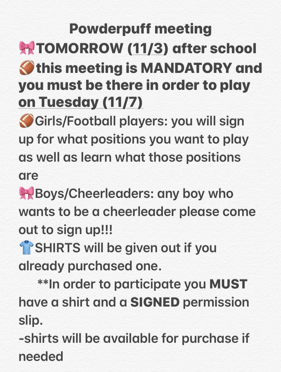 lawrence_2018's tweet photo. POWDERPUFF INFO🏈🎀🏈 https://t.co/IM2lMM8GWs