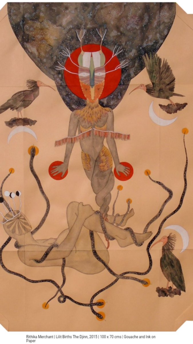 "Lilit Births The Djinn", 2015. Artist Rithika Merchant, is drawn to the moon's associations with madness or lunacy, darkness &amp; the occult.