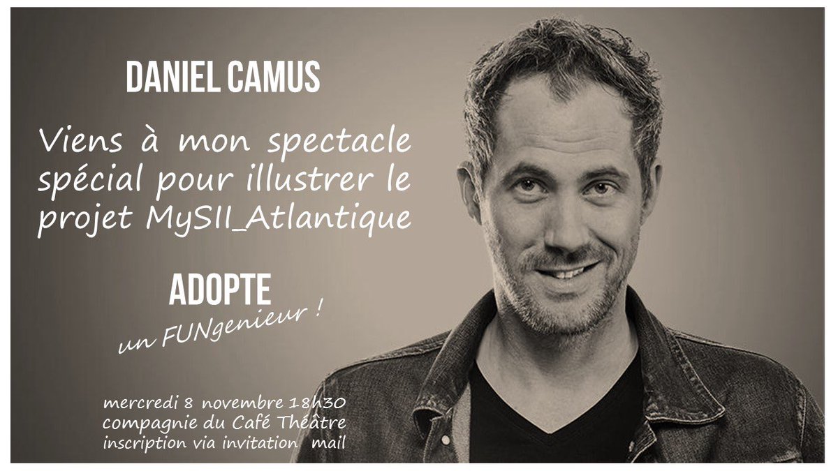SII_Atlantique's tweet photo. 🚨 #Adopte un #FUNgenieur ! Spectacle privé pour @SII_Atlantique  de @DanielCCCamus à notre réunion d’agence du 8/11. Viens @Compagnienantes! https://t.co/jlRLPwLN8l