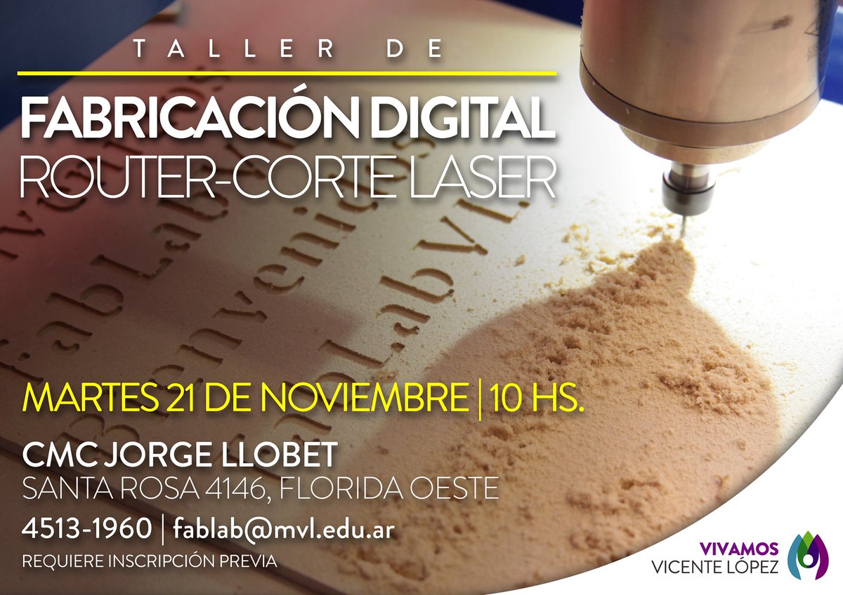 Gustavo_Carlos_'s tweet photo. Nuevos cursos de impresión 3D y corte láser. Inscripción @ludovicogrillo #FabLabVL https://t.co/0C5lNaWLGu https://t.co/r6Sw19VbuT