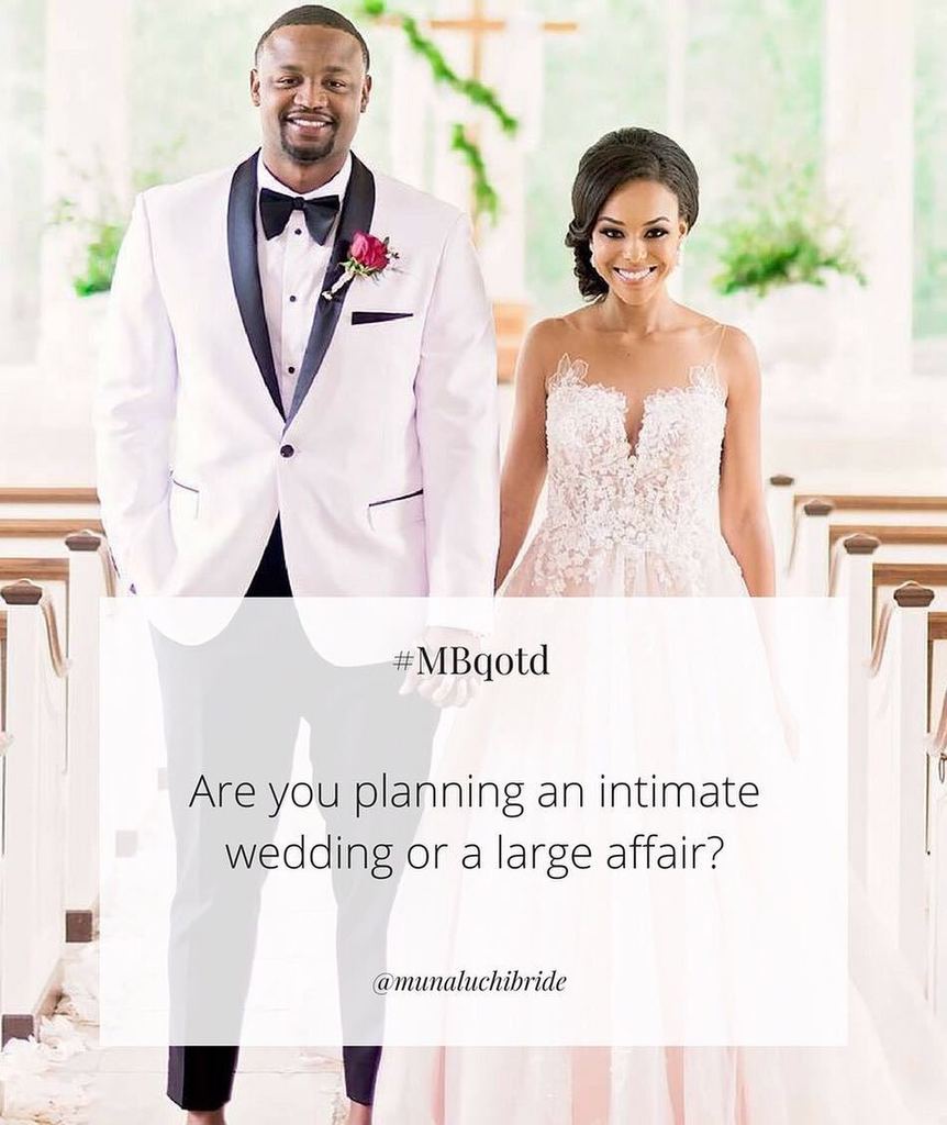 munaluchiBride's tweet photo. QOTD: Are you planning an intimate wedding or a large affair?
__
#mbqotd #munaluchibridal #munaluchibride #intimat… https://t.co/OrvfGsV46T https://t.co/uX5va47JLb