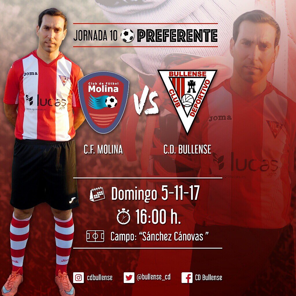 bullense_cd's tweet photo. ✔🥅 PRÓXIMO PARTIDO PREFERENTE 
📅 Domingo 5 de Noviembre
🕓 16:00 horas
🏟 Sánchez Cánovas
⚽️ @CFMOLINA09 VS @bullense_cd 
#VamosBullense ⚪🔴⚽️💪 https://t.co/7sKkPSpfO9