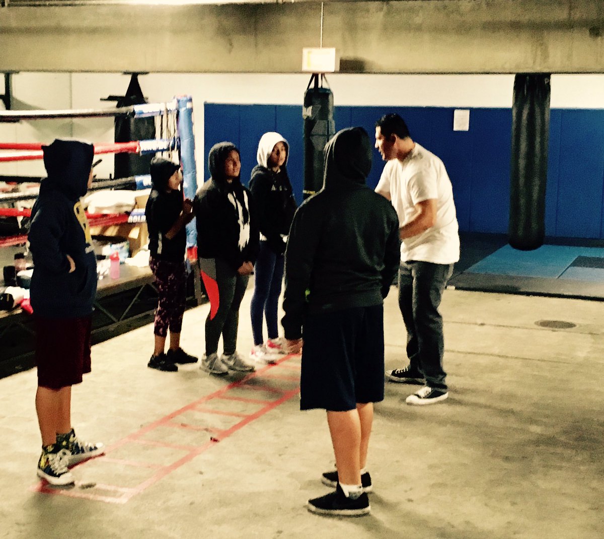 Newton Area CSP - Police Officer Negrete holds boxing training for youth living in Pueblo Del Rio.