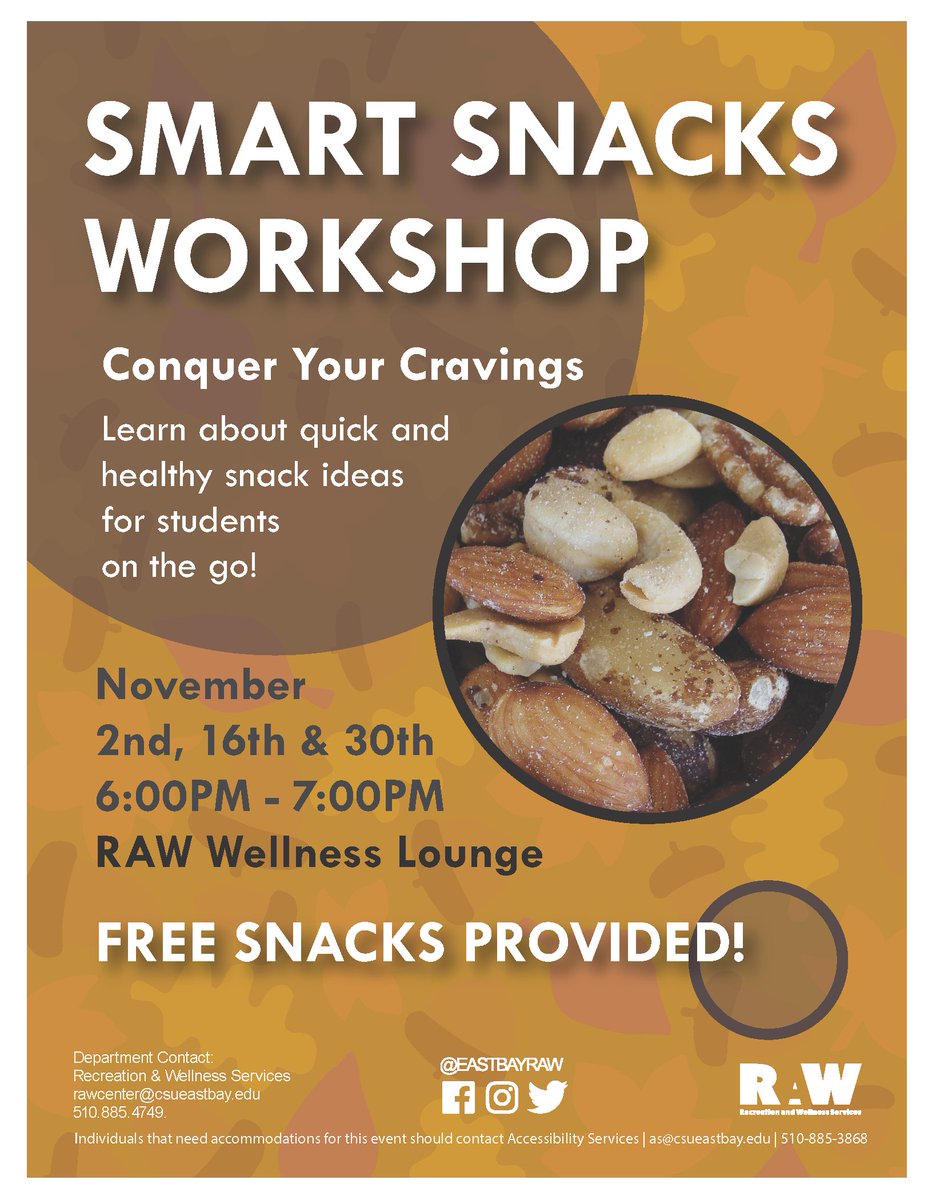 EastBayRAW's tweet photo. Learn to conquer your cravings with us! Find out some quick and healthy snack ideas. FREE SNACKS PROVIDED! https://t.co/47jV14tr5T