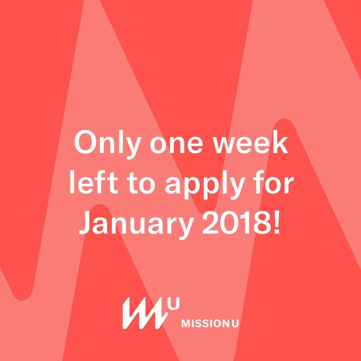 MissionU's tweet photo. Ready for a #debtlessfuture? Apply now and launch your career in 1 year with zero debt. Applications close Nov 9th https://t.co/apLr5h6xUN https://t.co/3nkf192AnT