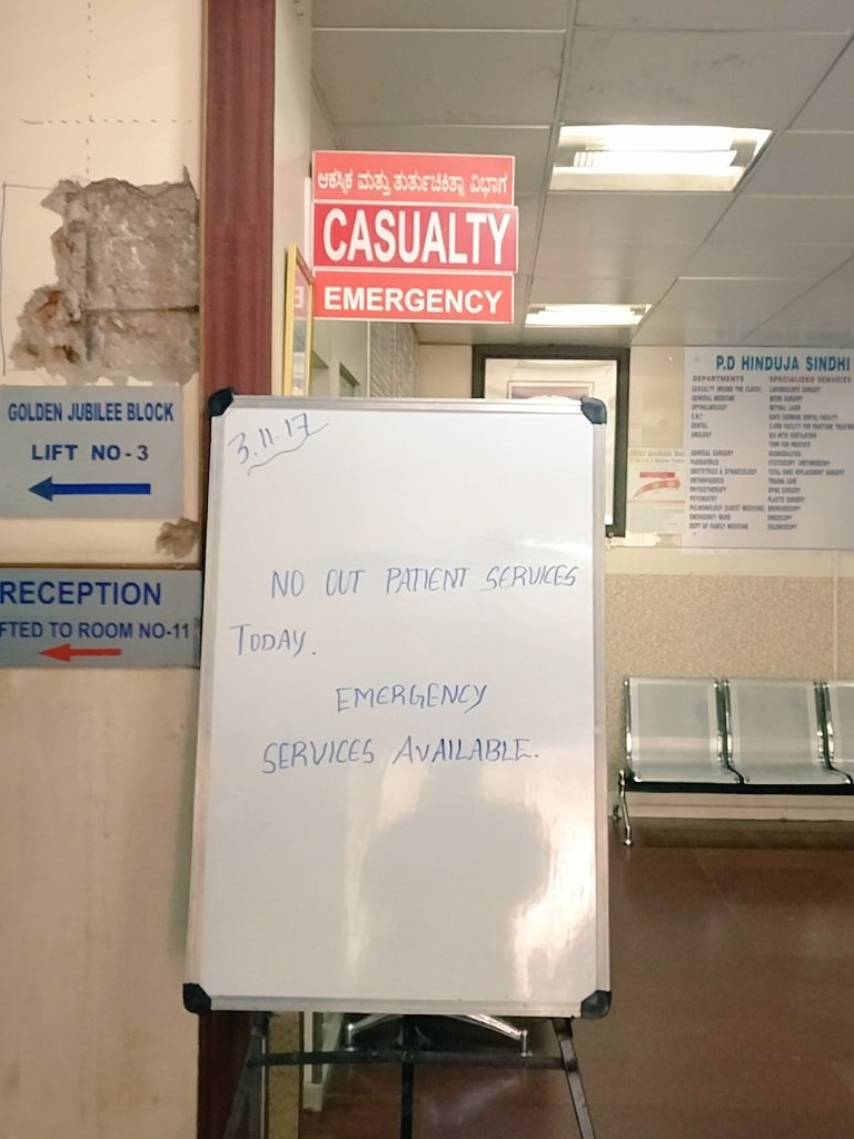 bali123's tweet image. No Outpatient (OPD) services in most of the Hospitals in #Bangalore today in protest against the proposed amendments to #KPMEA act
