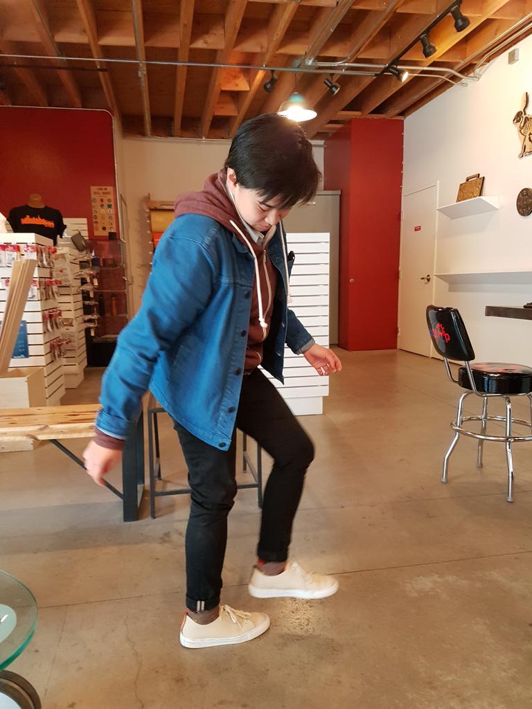 ataeraj's tweet photo. Mary @TechShopSF Female designer. These are the shoes I made. #raroa #tairangi https://t.co/XUgXXFLyWs