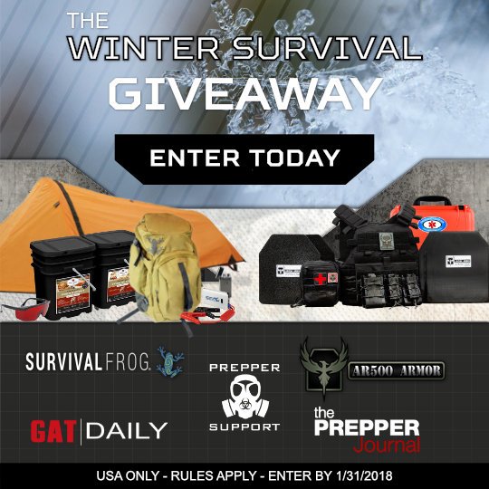 PrepperSupport's tweet photo. Enter To Win The $2,400 Winter Survival Giveaway! Enter Here For Free https://t.co/yIMpix1nYt USA ONLY - RULES APPLY - ENTER BY 1/31/2018 https://t.co/dSThqS3dDA