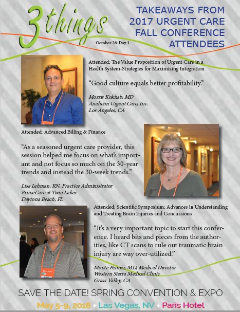 UrgentCareAssoc's tweet photo. Read take-aways from #UCAOA17 attendees. Interesting observations! #ThorowbackThursday https://t.co/97CHOuc985 https://t.co/sIyBDGabO7
