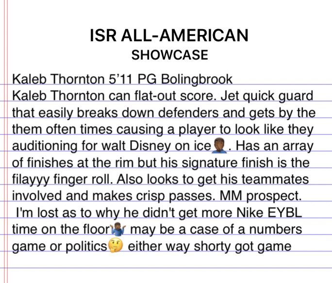 ILSCReport's tweet photo. ISR ALL-AMERICAN SHOWCASE 
2018 PG Kaleb Thornton Bolingbrook HS https://t.co/EmWEZ4v7Ig