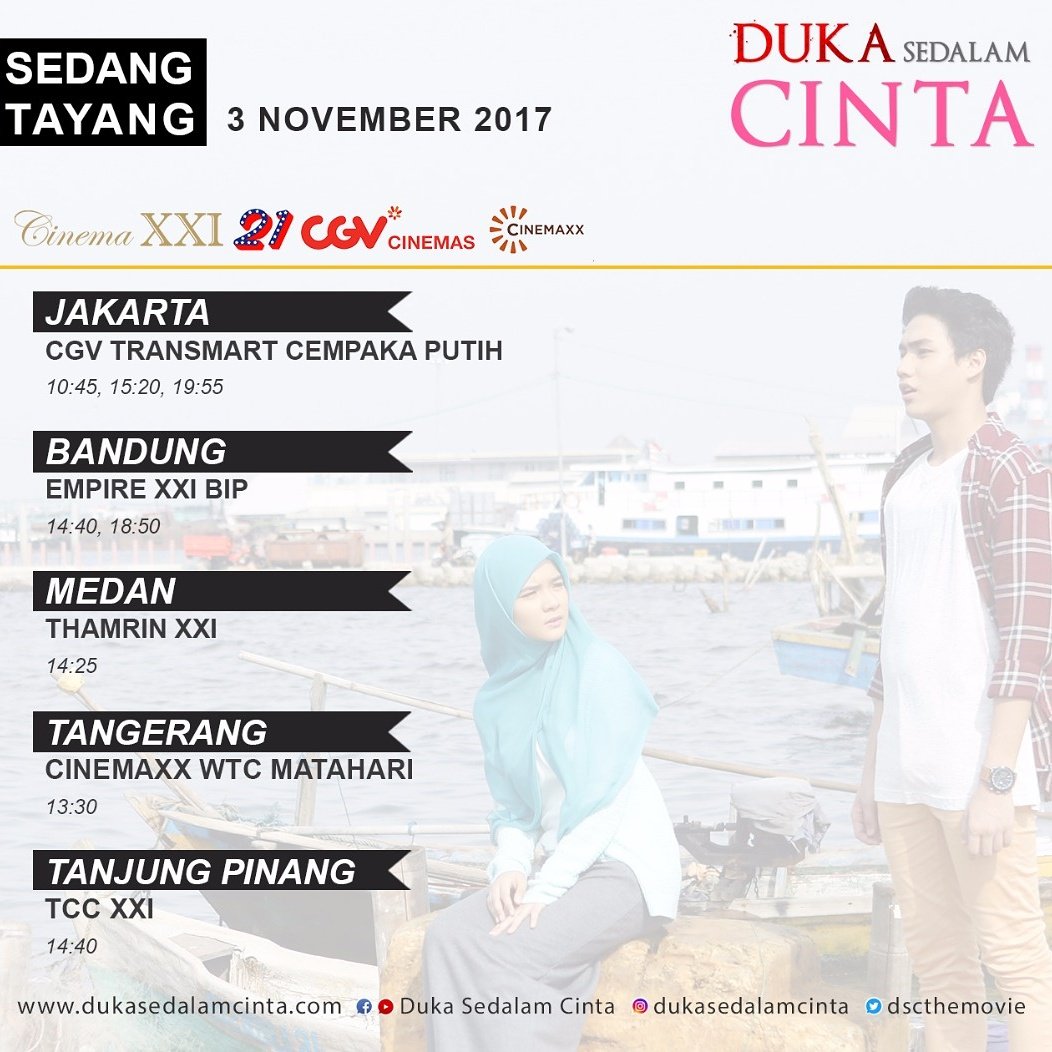 Jadwal terkini #DukaSedalamCinta <a href="/dscthemovie/">DukaSedalamCinta</a>. Hari ini Aquino Umar di Cgv Transmart Cempaka Putih pkl 15. Insya Allah saya di Bandung