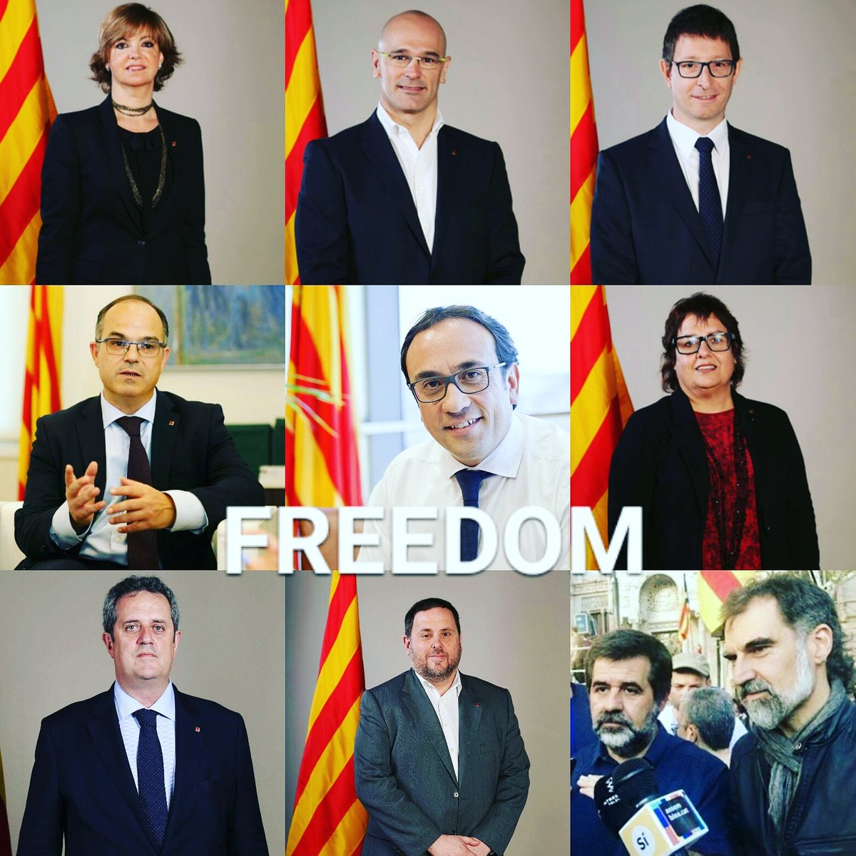 DjRepubliCAT's tweet photo. Freedom right now for #catalan unfairly jailed representatives and Anc and Òmnium liders!
#Catalonia
#Llibertatpresospolitics https://t.co/he5lk0rse5