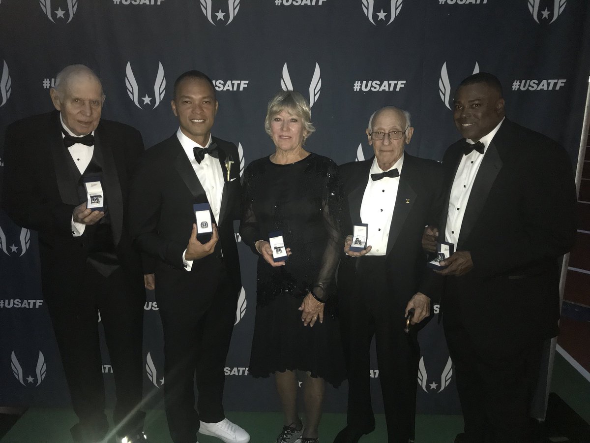 usatf's tweet photo. The best out there. USATF Hall of Fame Class of 2017: Bill Squires, @bryanclay, Patty vanWolvelaere, Lindy Remigino and @BurrellLeroy https://t.co/Zoa3MQFjBe