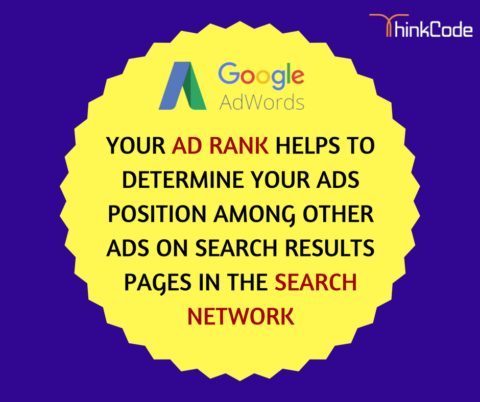 thinkcode_india's tweet photo. Your #AdRank helps to determine your ad's position among other ads on search results pages in the #SearchNetwork https://t.co/GB1bWH7L2F https://t.co/bYjN2h2aBs