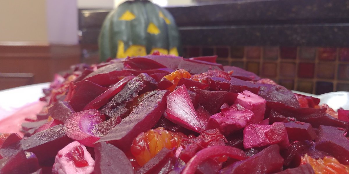 ChefBrianKempf's tweet photo. Bloody Beet salad from our Halloween buffet @LfpInverness the residents loved our Chef's creativity @bethebenchmark https://t.co/zkldypiUdz