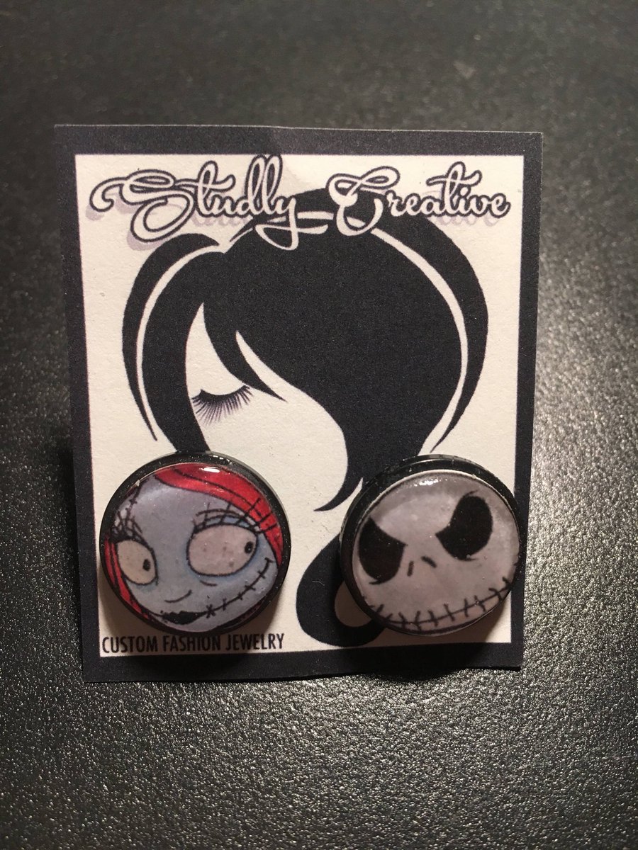 studlycreative's tweet photo. Excited to share the latest addition to my #etsy shop: Jack and Sally mixed match earrings #studlycreative https://t.co/yfz02eL336 https://t.co/NhF9so97iF