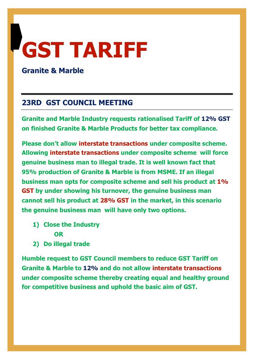 ajoykv's tweet photo. @narendramodi @PMOIndia @GST_Council @arunjaitley @adhia03 CREATE TAX COMPLIANCE ENVIRONMENT BY RATIONALISING THE GST TARIFF STRUCTURE https://t.co/RnwOc7cTal