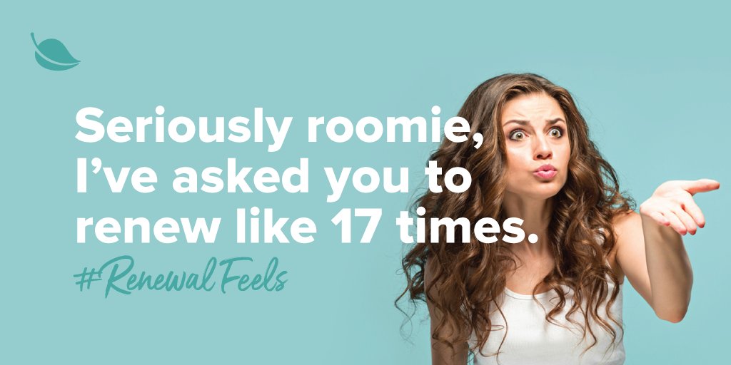 AspenUNCW's tweet photo. It’s not too late for your roomie! A gentle nudge may do the trick. Keep hope alive and renew! #RenewalFeels  https://t.co/ciCHqb1zY3 https://t.co/BzIvdKX48F