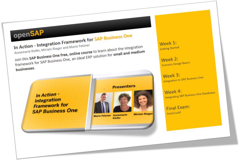 anil_marali's tweet image. Reminder!!
Enroll for FREE, Online Course to learn #IntegrationFramework for #SAPBusinessOne #SAP @openSAP Register open.sap.com/courses/ifb1