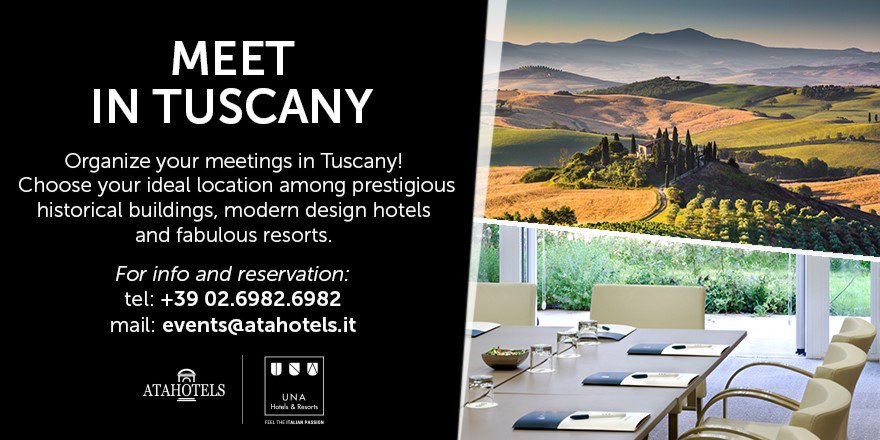 ata_hotels's tweet photo. Organize your meetings in #Tuscany! Choose your ideal location and discover our offer. Info and reservation: events@atahotels.it https://t.co/2s0Pu6yUlv