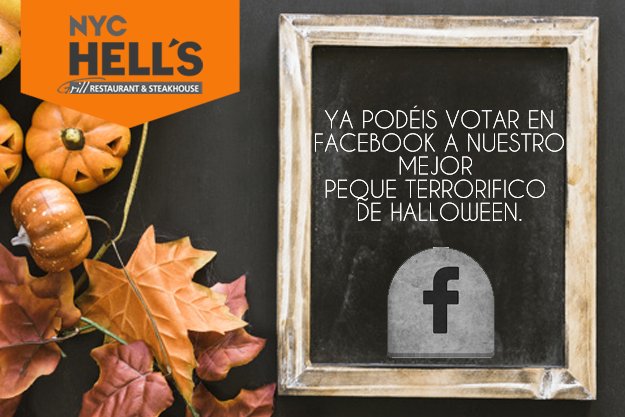 Ya podéis votar en nuestro #Facebook a nuestro peque + terrorífico y hacer que se lleve una cena gratis> facebook.com/nychells/ #Halloween