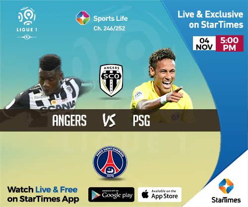 PulseNigeria247's tweet photo. #FeaturedPost
Watch Angers vs PSG LIVE on #STSportsLife Ch.246/252 Saturday, 4th Nov. @ 5:00 PM. Will they be able to contain PSG? https://t.co/TzV6otuMEJ