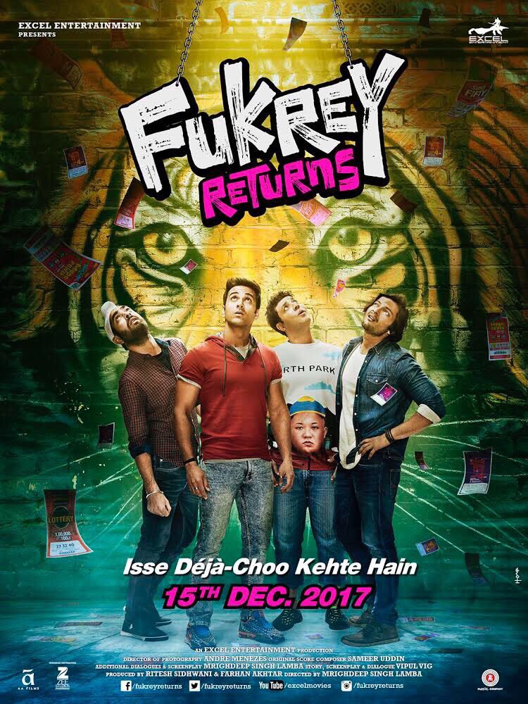 The crazy friends return... #FukreyReturns new poster... 15 Dec 2017 release.