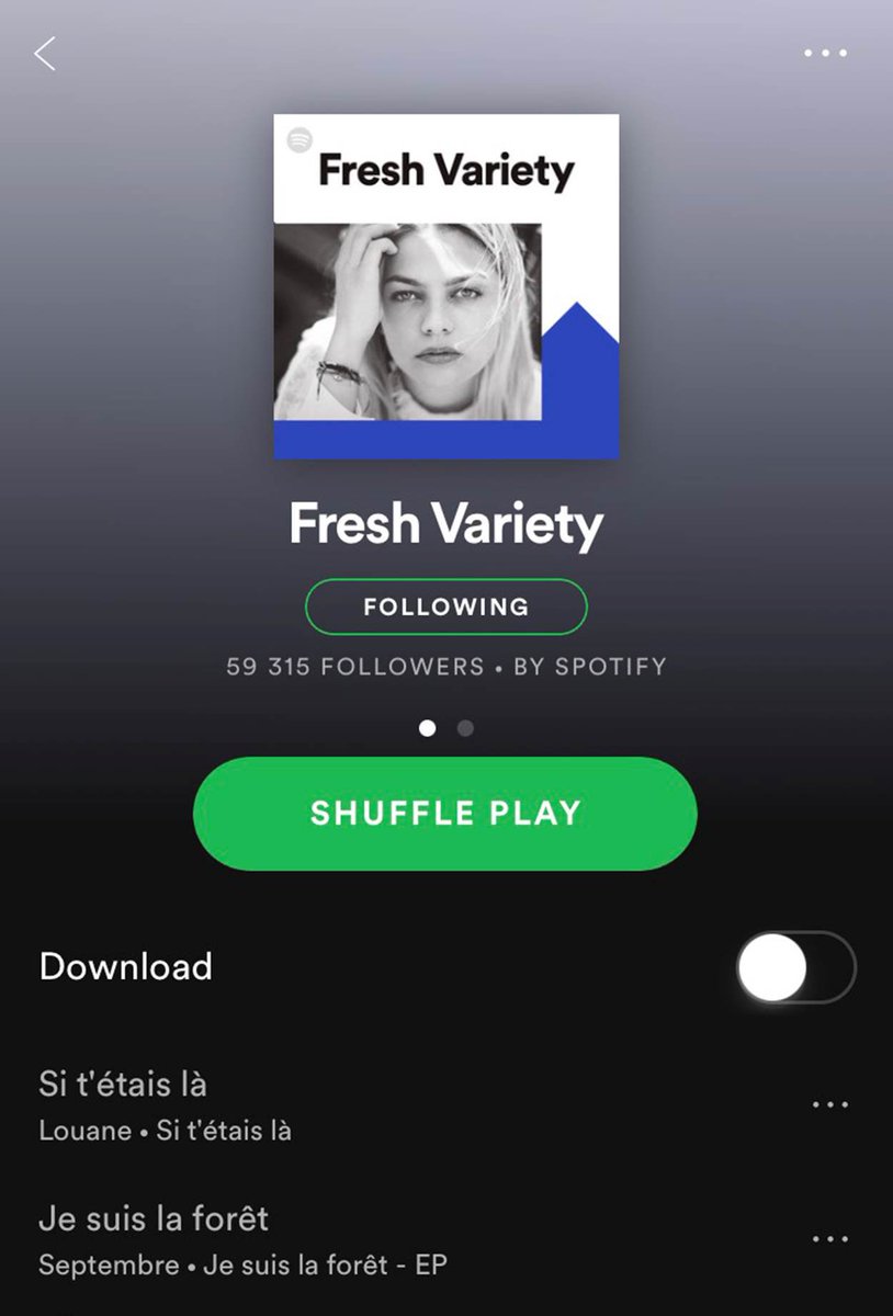septembremusic's tweet photo. Merci @spotifyfrance, @Spotify, on est dans la playlist "fresh variety" #jesuislaforet #JSLF #happy https://t.co/kCWsZmeH5S