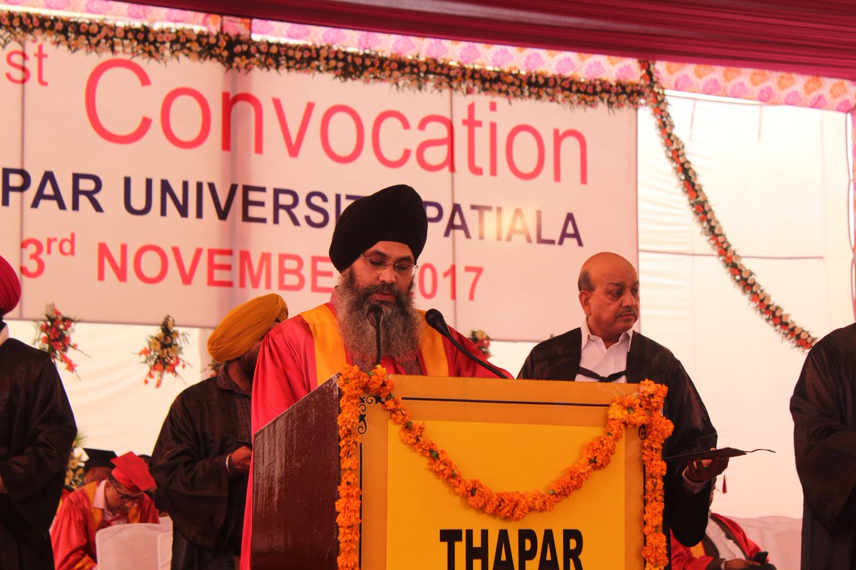 TIETofficial's tweet photo. All rise for the 'masters' of the trade. Degrees being conferred to the postgraduate students at the #31stConvocation of @ThaparUniv today. https://t.co/JEjyFy3AjP