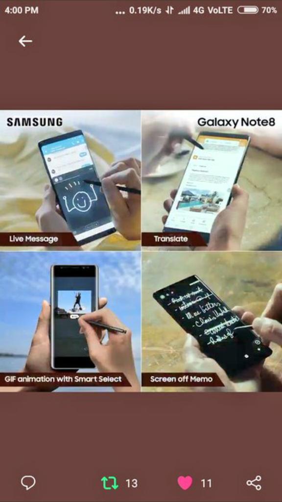 Oye_Any's tweet photo. @SamsungMobileIN #A4 Here's my perfect screenshot
#GalaxyNote8 #HaveItAll #SPen
#LiveMessage
#Translate
#GIFanimationwithsmartselect
#screenoffMemo https://t.co/5k0Hzq9uxV