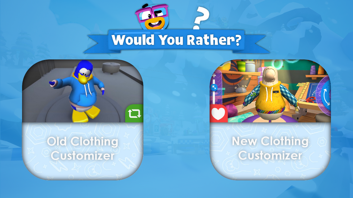WYRCPI's tweet photo. Would You Rather? #10

Retweet for Old Clothing Customizer

Like for New Clothing Customizer https://t.co/9pWSZqthdf