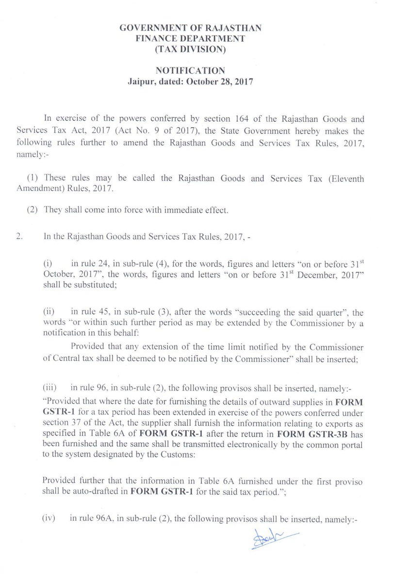 RajComTax's tweet photo. Amendment in GST Rules. https://t.co/8924viqPKV