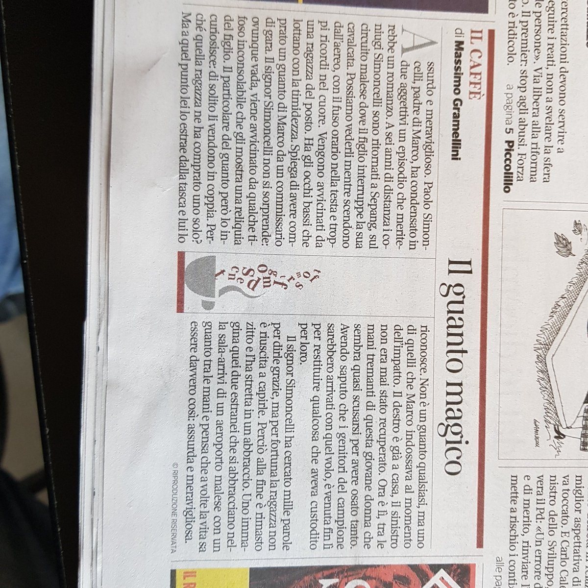 Tutto vero e bello così. Merita la prima pagina del Corriere della Sera. Un cerchio che si chiude.