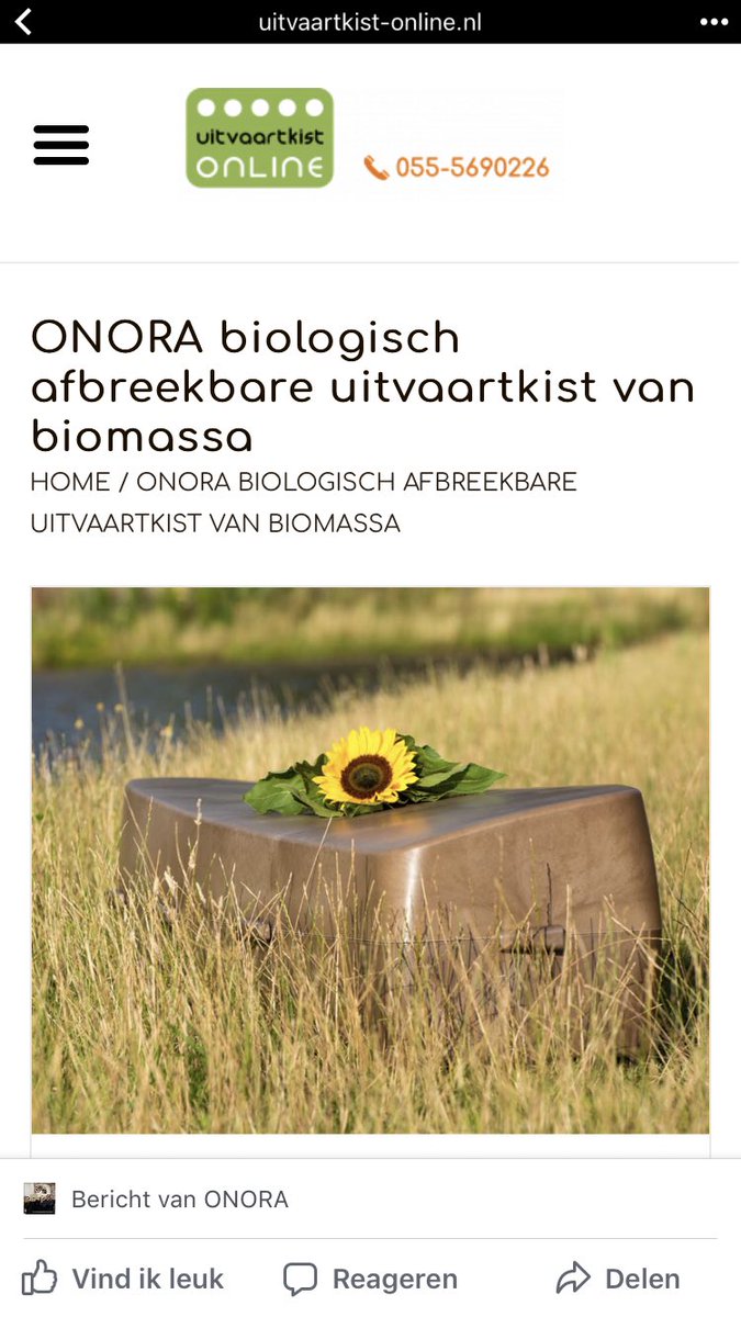 De Onora uitvaartkist is nu ook via <a href="/UitvaartkistOnl/">Uitvaartkist-Online</a> verkrijgbaar. uitvaartkist-online.nl/onora-eco-uitv…