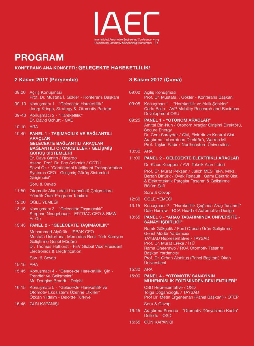 Hazırlıklar tamam. Konferansımızın ikinci gününde gelecekteki hareketliliği ve otomotiv sanayiini konuşmaya devam edeceğiz. #IAEC17