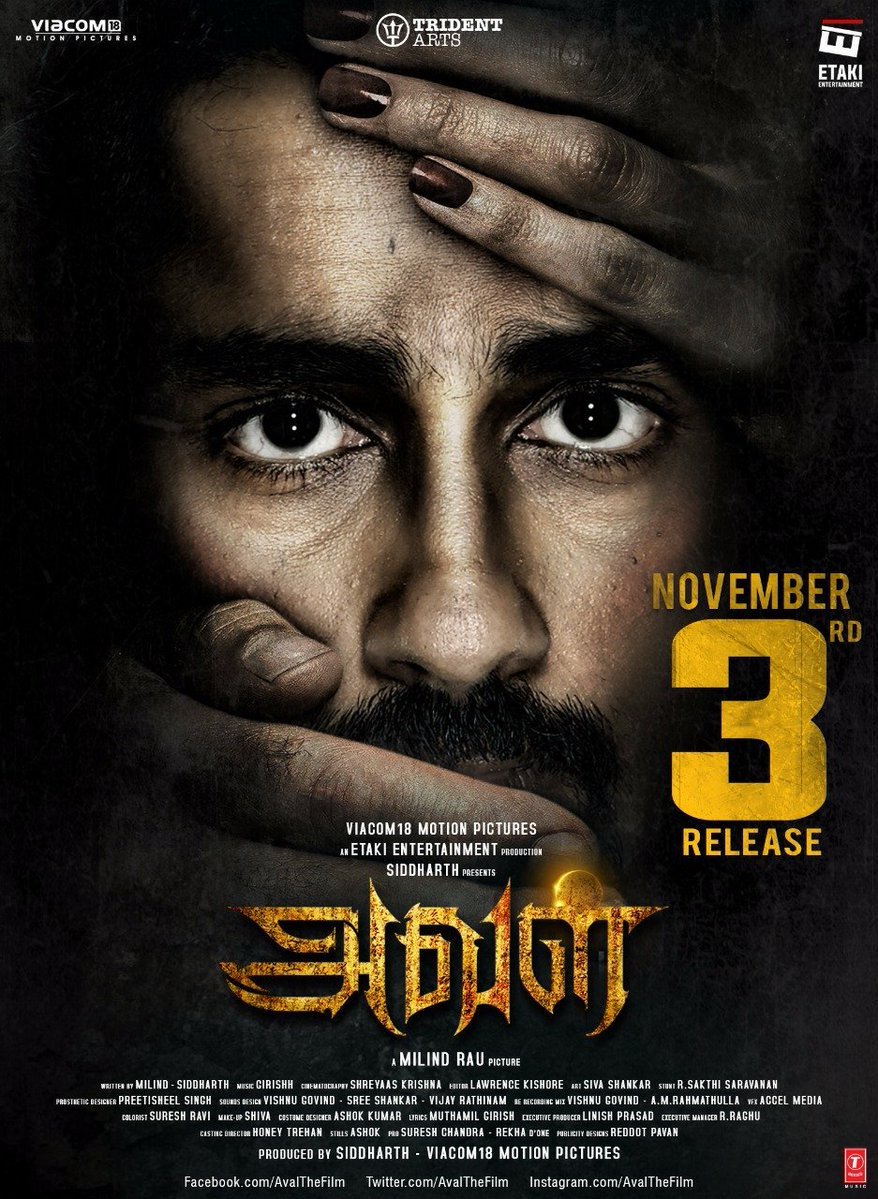 Review_DeDe's tweet photo. #AvalFromToday #Siddharth and #AndreaJeremiah 
Movie promises scares galore, #Enjoythisweekend 
#MovieinTheaters #SayNoToPiracy
@Review_dede https://t.co/3F3ddW2yNs