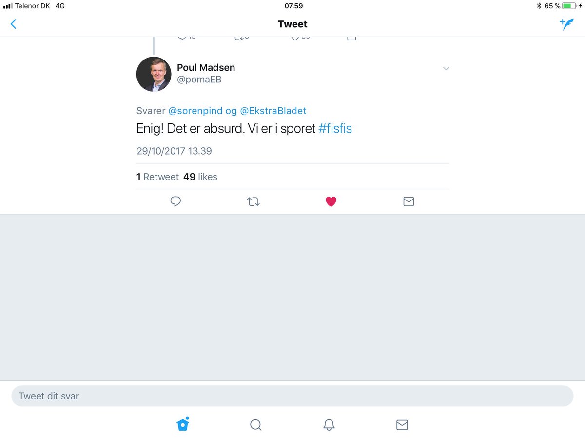 sorenpind's tweet photo. Godmorgen @pomaEB - hvad betød det her Tweet? Der er ikke noget at komme efter eller fejet noget ind under gulvtæppet? #fisfis #dkpol https://t.co/AKQiih16wa