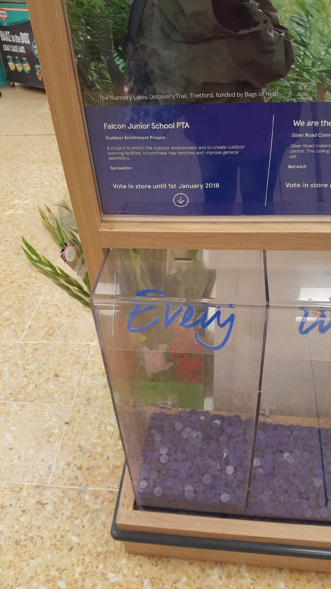 FalconJuniorSch's tweet photo. Falcon has a token collection box at Tesco Blue Boar Lane.   Let's see if we can fill that box! https://t.co/lUDpcIASvY